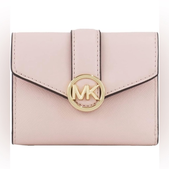 MICHAEL KORS CARMEN MEDIUM LOGO AND FAUX LEATHER WALLET 
POWDER BLUSH 
NWT - Picture 5 of 10